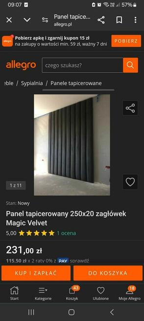 Panele welurowe i szafka z siedziskiem welurowym