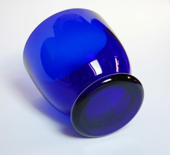 Pojemnik szklany, niebieski kobalt, szkło kobaltowe PRL