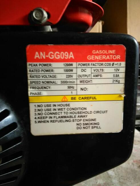 Agregat prądotwórczy 1200 W