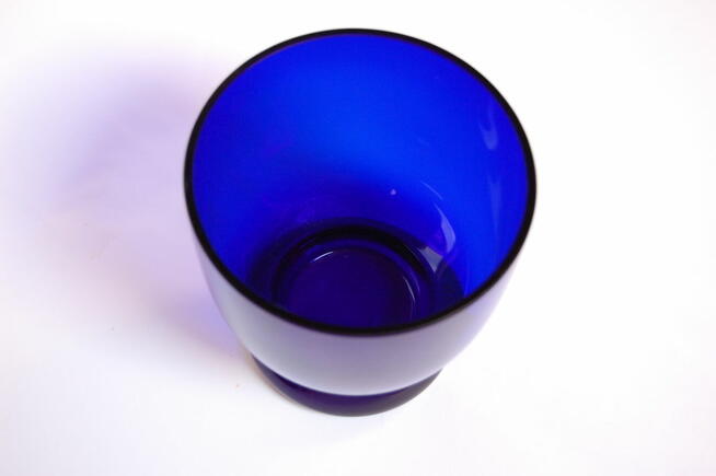 Pojemnik szklany, niebieski kobalt, szkło kobaltowe PRL