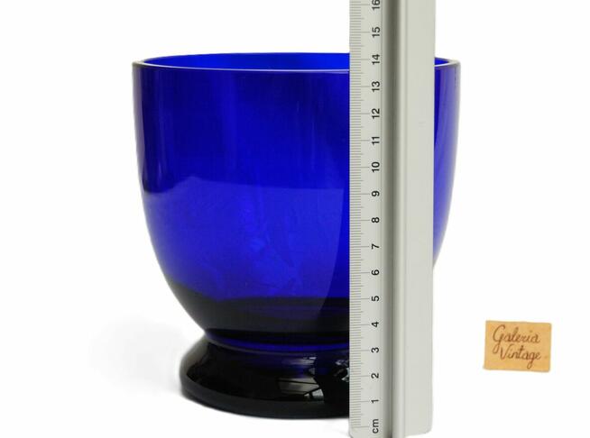 Pojemnik szklany, niebieski kobalt, szkło kobaltowe PRL