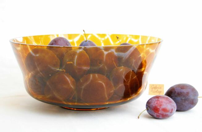 Misa, miska miodowe szkło, żółe, polskie szkło PRL, vintage