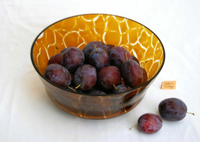 Misa, miska miodowe szkło, żółe, polskie szkło PRL, vintage