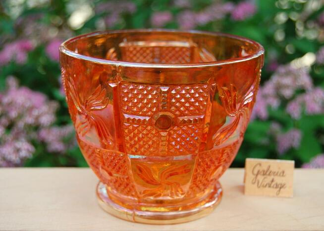 Art Deco Huta Hortensja bomboniera szkło karnawałowe