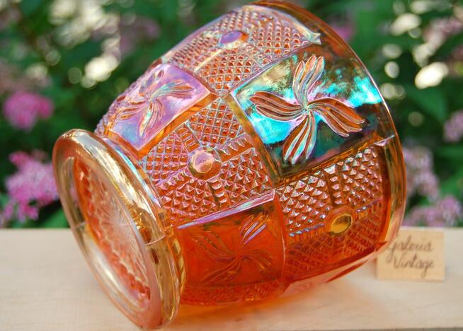 Art Deco Huta Hortensja bomboniera szkło karnawałowe