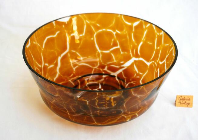 Misa, miska miodowe szkło, żółe, polskie szkło PRL, vintage