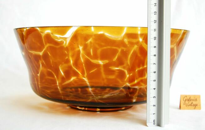 Misa, miska miodowe szkło, żółe, polskie szkło PRL, vintage