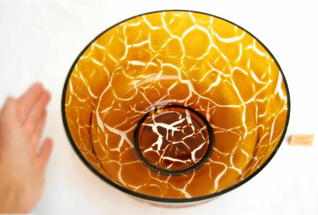 Misa, miska miodowe szkło, żółe, polskie szkło PRL, vintage