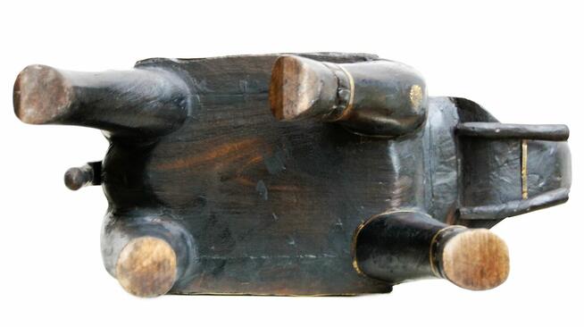 Duży słoń indyjski, rzeźba, drewno mango jak heban, mosiądz