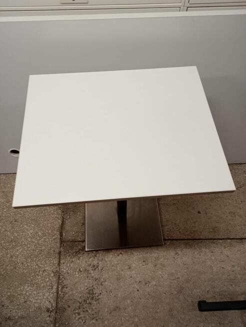 Stół biały kuchenny prostokąt noga chromowana 60cm