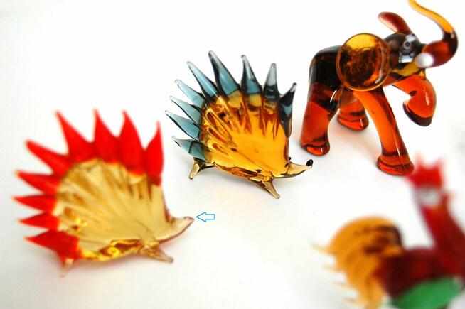 Szklane zwierzątka, figurki ze szkła, PRL, vintage