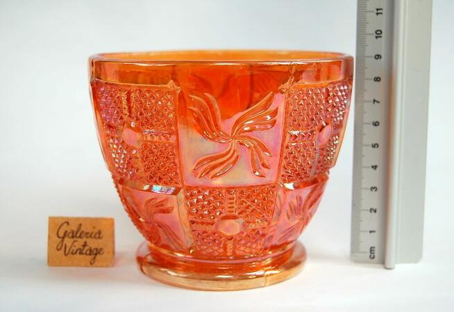 Art Deco Huta Hortensja bomboniera szkło karnawałowe