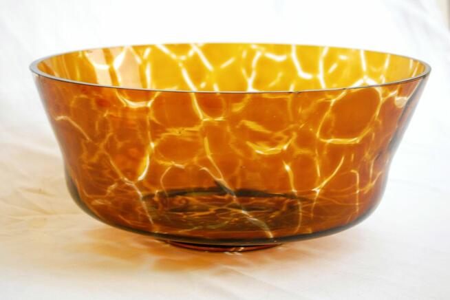 Misa, miska miodowe szkło, żółe, polskie szkło PRL, vintage