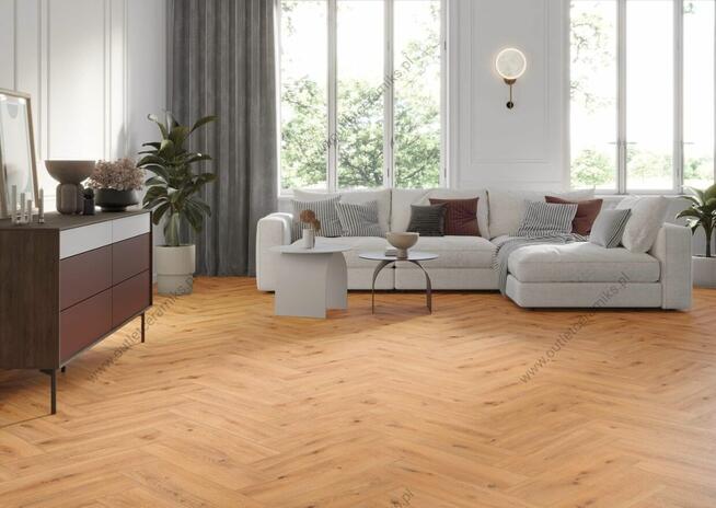 Płytki podłogowe ścienne, jodełka 60x17 Limewood light brown