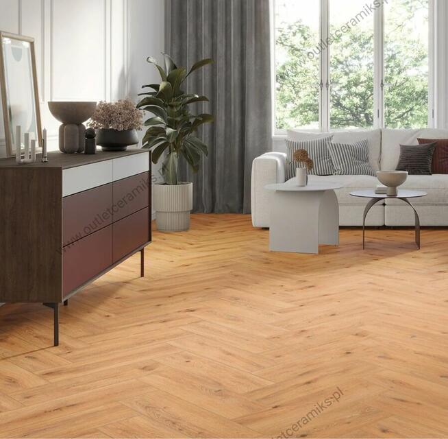Płytki podłogowe ścienne, jodełka 60x17 Limewood light brown