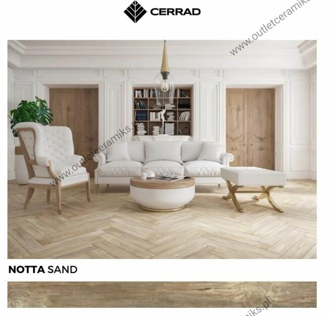 Płytki drewnopodobne do układania w jodełkę 60x11 Notta sand