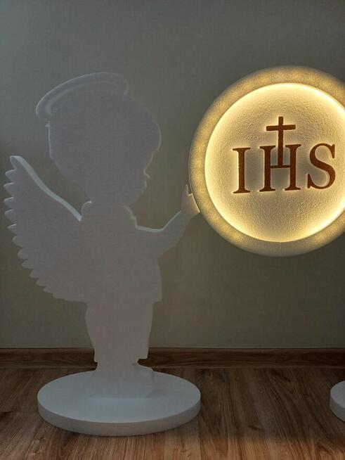 Anioły z hostią z podświetleniem led Pierwsza Komunia