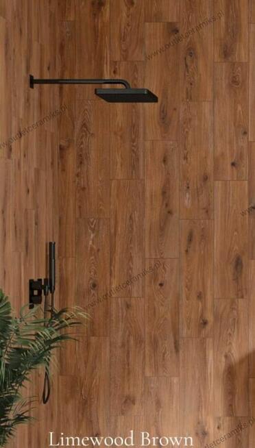 Płytki do jodełki w salonie, łazience 60x17 Limewood brown