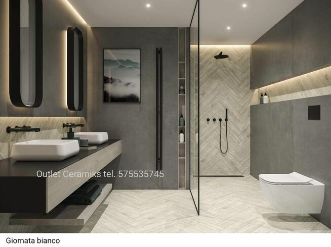 Płytki łazienkowe ścienne drewnopodobne 60x11 Giornata bianc