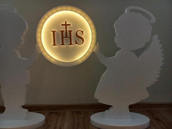 Anioły z hostią z podświetleniem led Pierwsza Komunia
