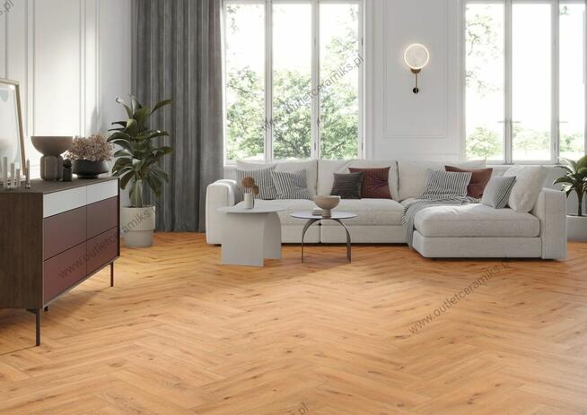 Płytki podłogowe ścienne, jodełka 60x17 Limewood light brown