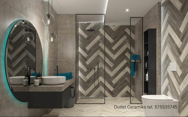 Płytki łazienkowe szare drewnopodobne 60x11 Giornata grigio