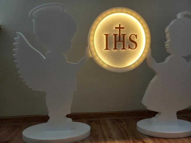 Anioły z hostią z podświetleniem led Pierwsza Komunia