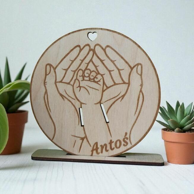 Drewniana Metryczka na Opaskę Szpitalną Dziecka