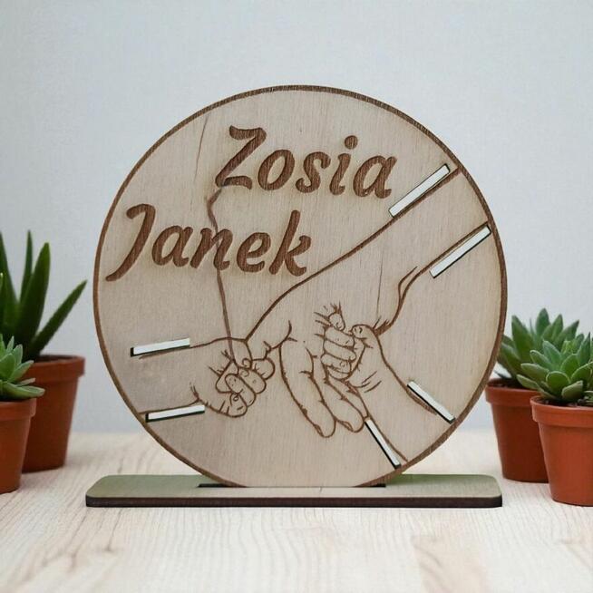 Drewniana Metryczka na Opaskę Szpitalną Dziecka