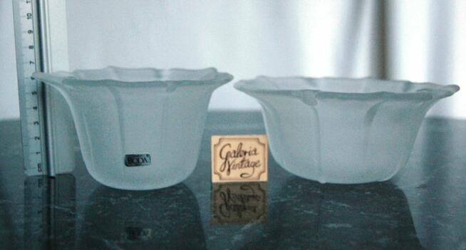 Boda Sweden handmade świecznik kwiat matowe szkło Szwecja