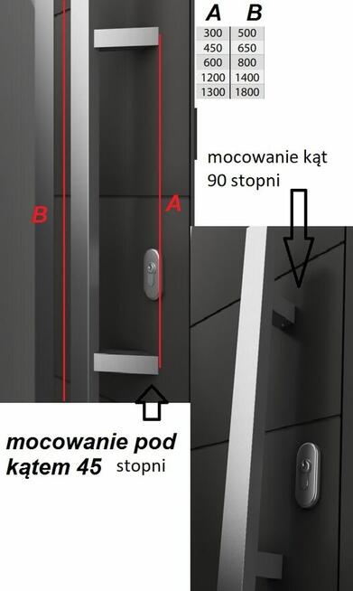 POCHWYT DRZWI furtki ANTABA STAL INOX 800/1000 PR jednostron