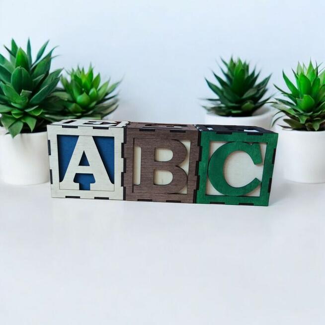 Duża Drewniana Kostka Edukacyjna z Alfabetem