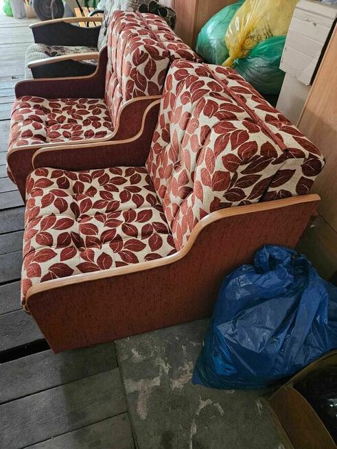 Fotel 1-osobowy rozkładany, 200x85, biało-brązowy, stan bdb