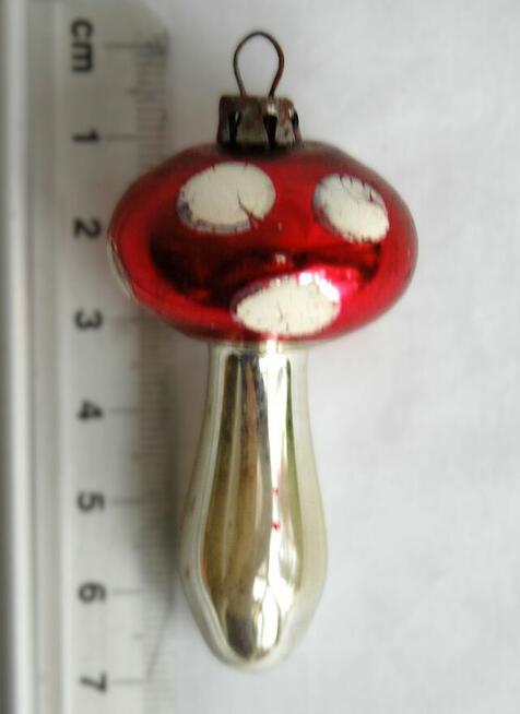 Stare bombki szklane ręcznie malowane muchomorek PRL vintage