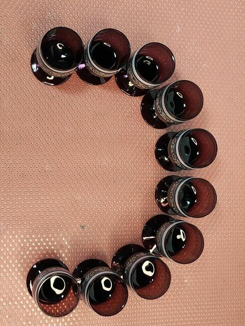 Stare kieliszki szkło kryształowe 10 szt rubinowe