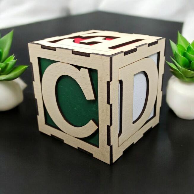 Duża Drewniana Kostka Edukacyjna z Alfabetem