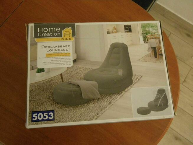 pufa, sofa pompowana z podkladka na nogi