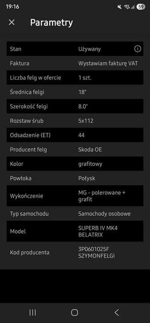 FELGI BELATRIX SDA SUPERB IV 4 5x112 8Jx18H2 ET44 3P0601025F