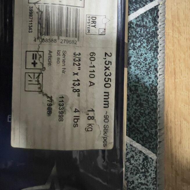 Elektrody spawalnicze 2.5 x 350 mm – 90 szt. – 1,8 kg (NOWE)