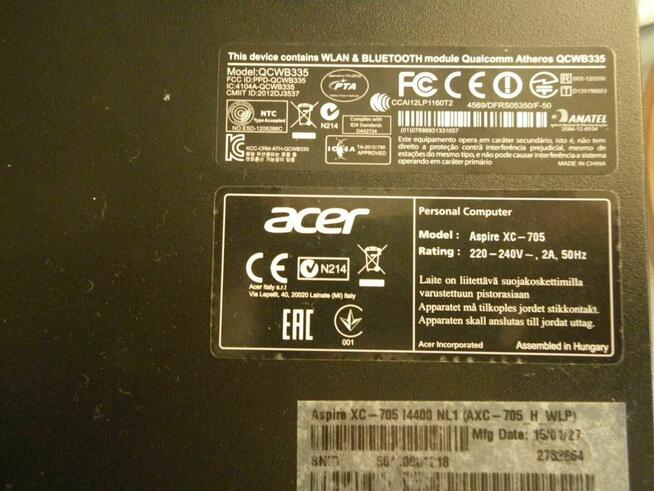 ACER Aspire XC-705, Intel i3, SSD 500, DDR3 8GB,