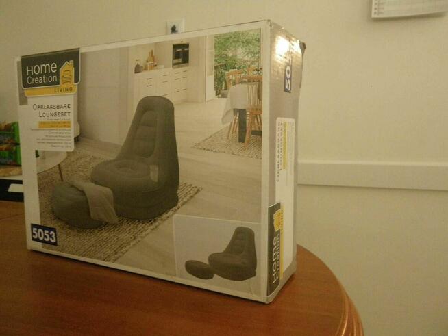 pufa, sofa pompowana z podkladka na nogi