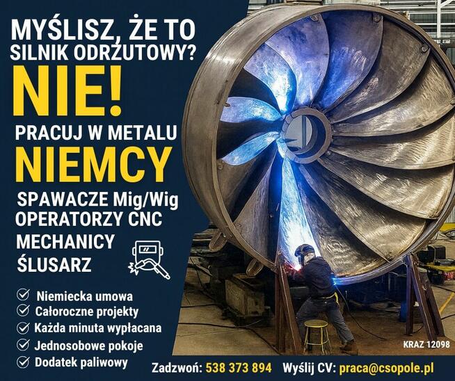 Niemcy- praca Ślusarz, Spawacz, Operator CNC