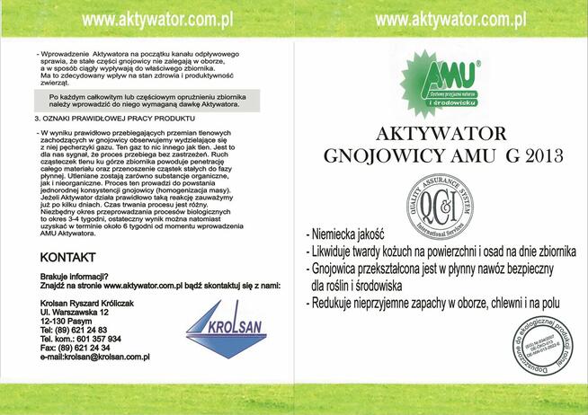 AMU - Sprawdzone bakterie do rozkładu gnojowicy i zapachu