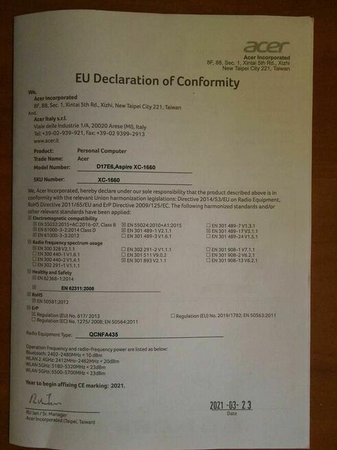 ACER Aspire XC-705, Intel i3, SSD 500, DDR3 8GB,