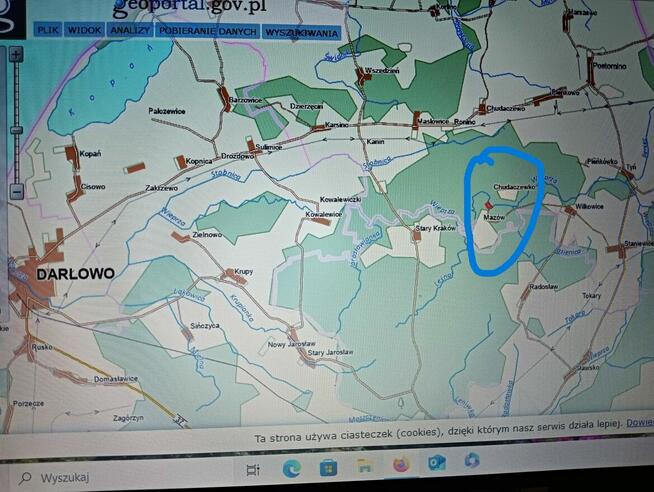 Sprzedam działkę częściowo zalesioną w Gminie Postomino