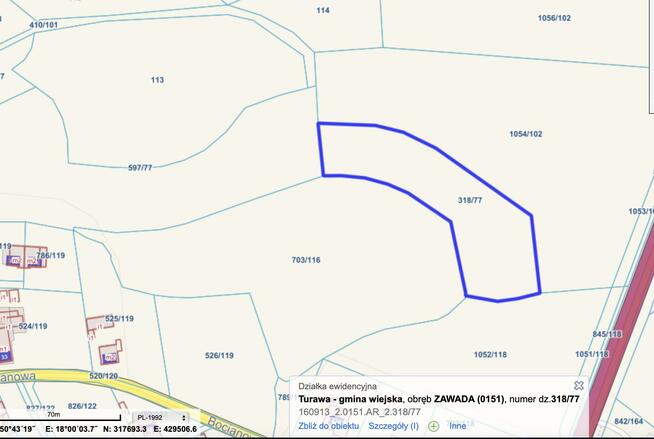 Działka usługowa Zawada gm. Turawa, Oleska