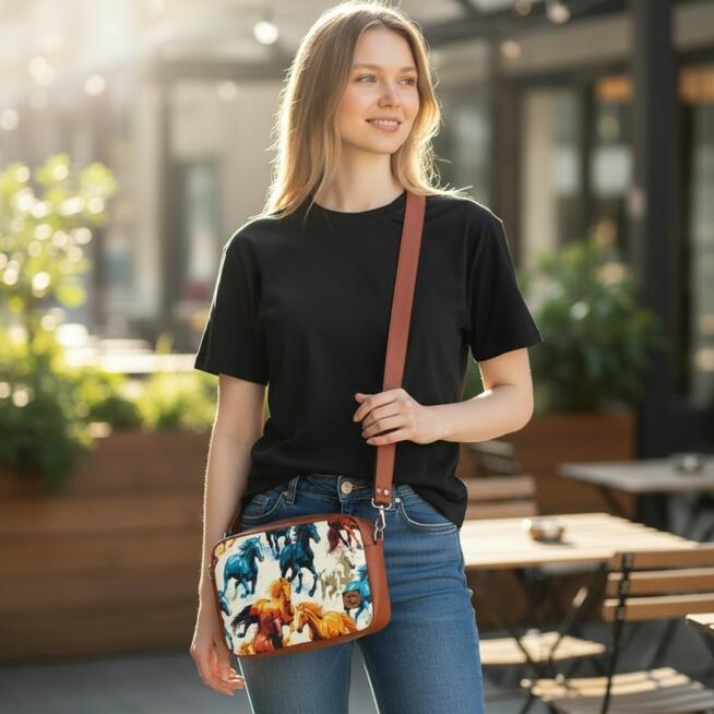 Torebka Konie Kolorowe - Stylowa Torebka Prostokątna