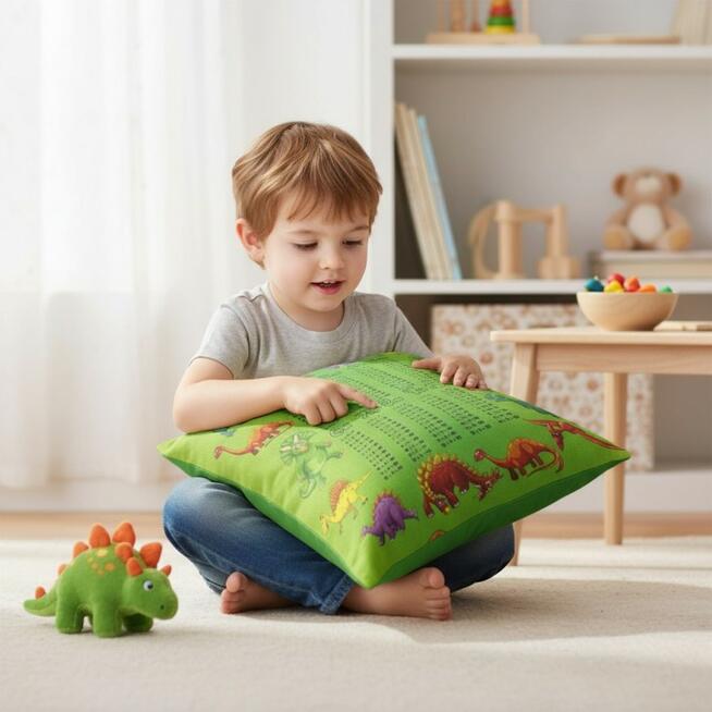 Poduszka edukacyjna - tabliczka mnożenia dinozaury