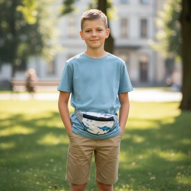 Nerka Dinozaury Blue - Saszetka na biodro dla dziecka