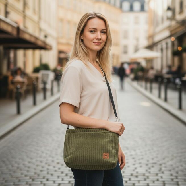 Zielona Torebka Sztruksowa - Idealna na Co Dzień